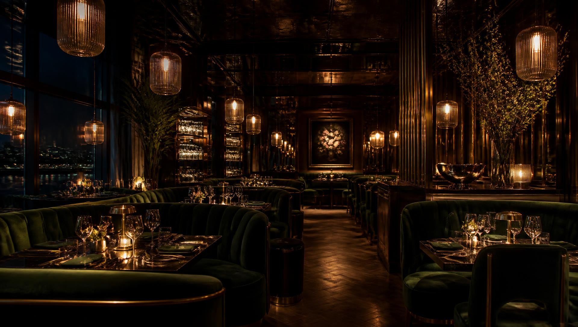 Candlelit dining room at 365AB restaurant in Manchester